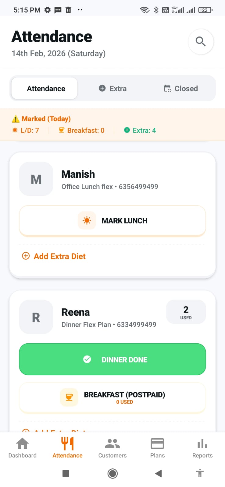 Meal Ledger Screen 1