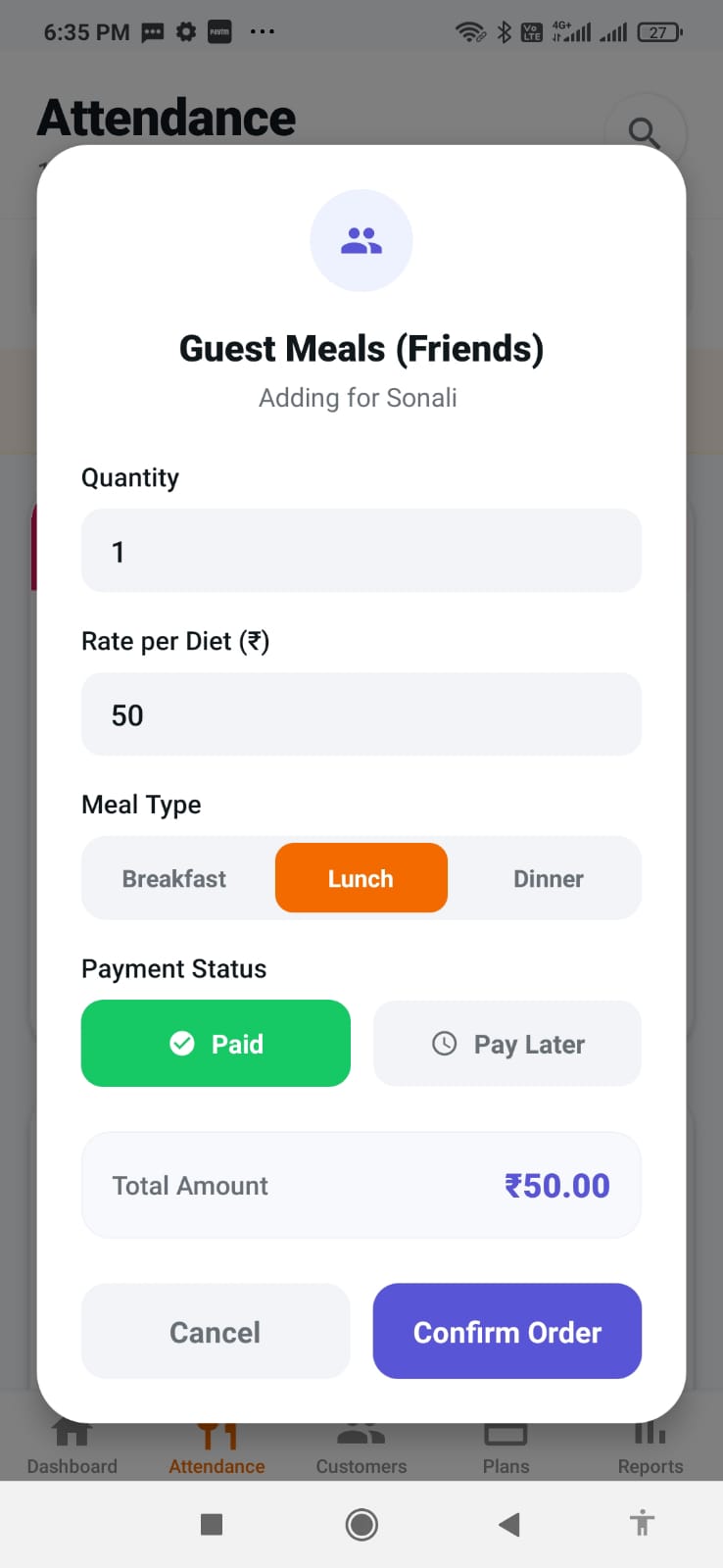 Meal Ledger Screen 2